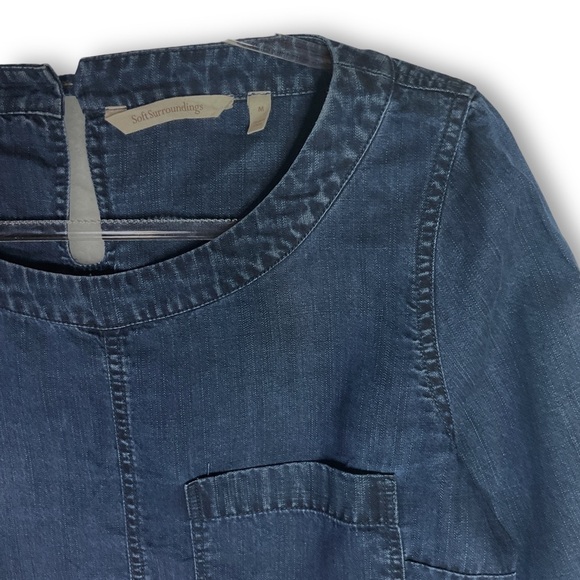 Soft Surroundings Chambray Top Sz M Georgica Dark Blue Capsule Minimalist - Picture 5 of 10